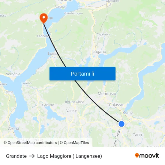 Grandate to Lago Maggiore ( Langensee) map