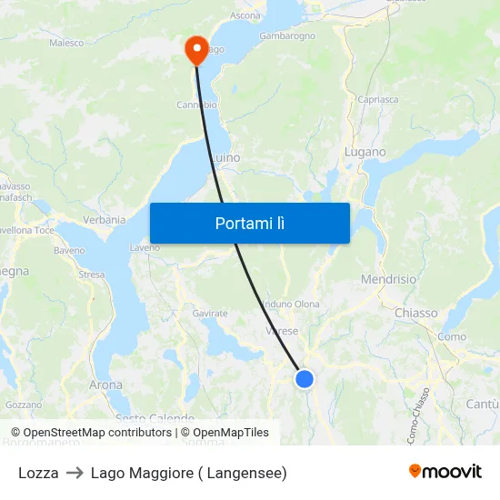 Lozza to Lago Maggiore ( Langensee) map