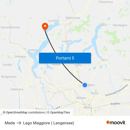 Meda to Lago Maggiore ( Langensee) map
