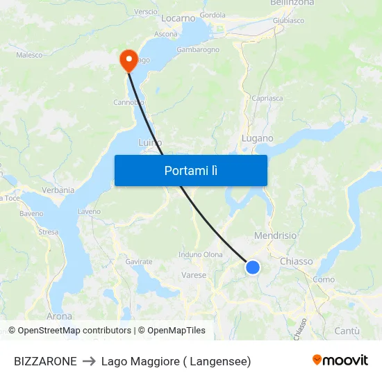BIZZARONE to Lago Maggiore ( Langensee) map