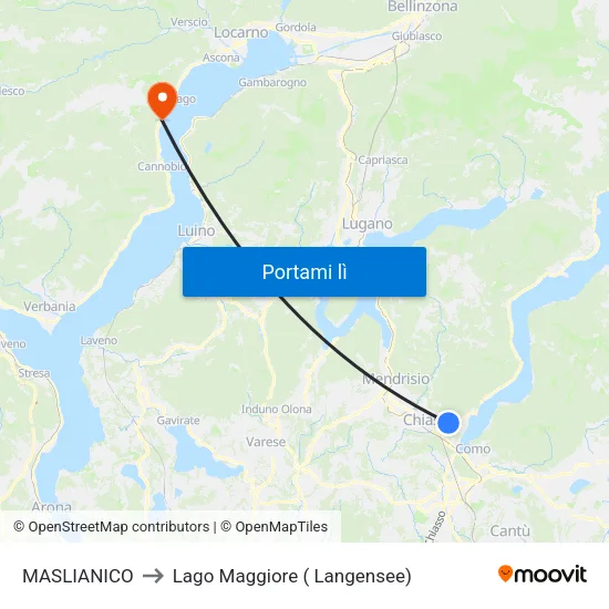 MASLIANICO to Lago Maggiore ( Langensee) map