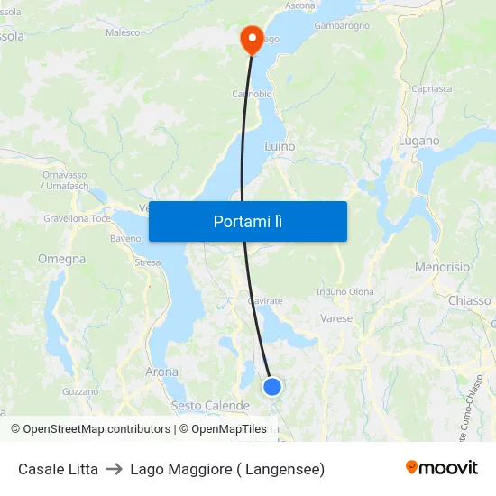 Casale Litta to Lago Maggiore ( Langensee) map