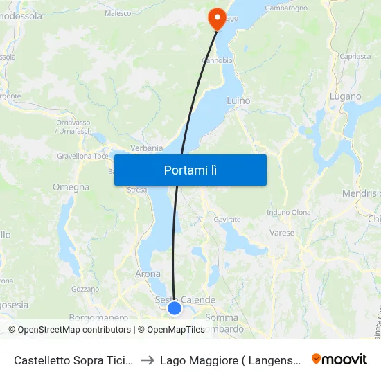 Castelletto Sopra Ticino to Lago Maggiore ( Langensee) map