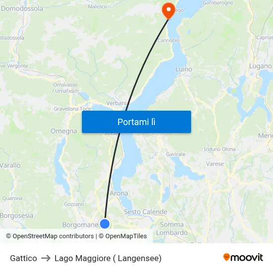 Gattico to Lago Maggiore ( Langensee) map