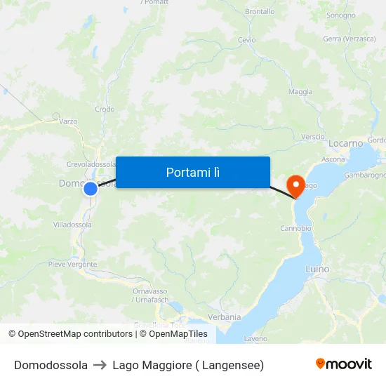 Domodossola to Lago Maggiore ( Langensee) map