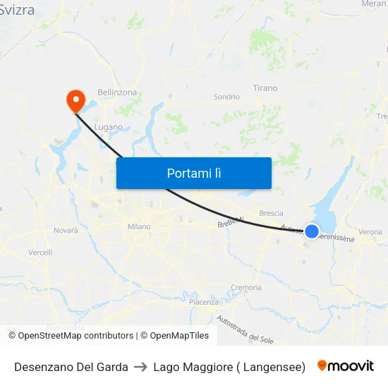 Desenzano Del Garda to Lago Maggiore ( Langensee) map