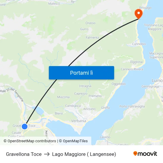 Gravellona Toce to Lago Maggiore ( Langensee) map