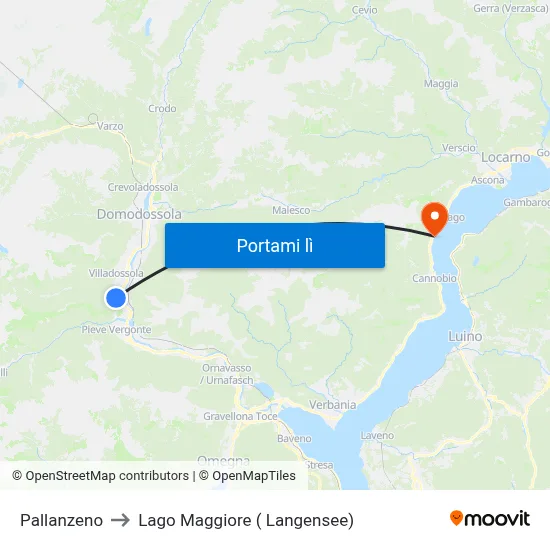 Pallanzeno to Lago Maggiore ( Langensee) map