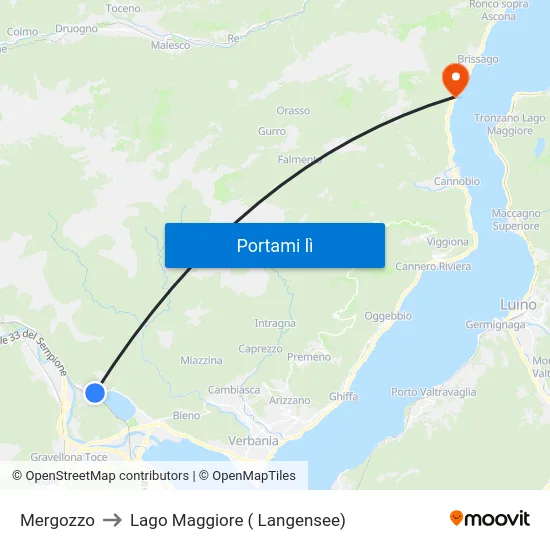 Mergozzo to Lago Maggiore ( Langensee) map