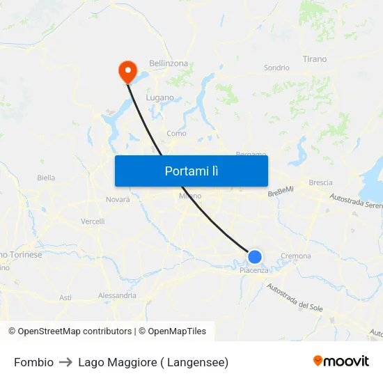 Fombio to Lago Maggiore ( Langensee) map