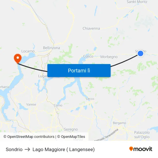 Sondrio to Lago Maggiore ( Langensee) map