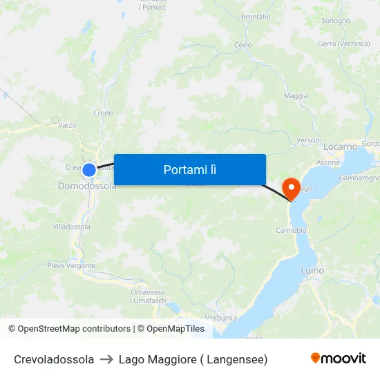 Crevoladossola to Lago Maggiore ( Langensee) map