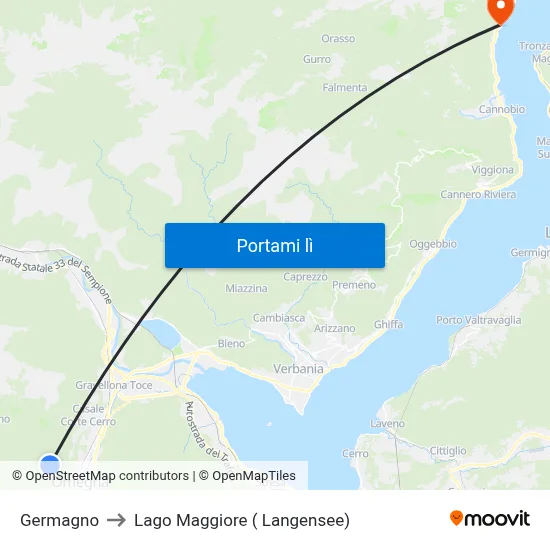 Germagno to Lago Maggiore ( Langensee) map