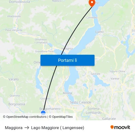 Maggiora to Lago Maggiore ( Langensee) map