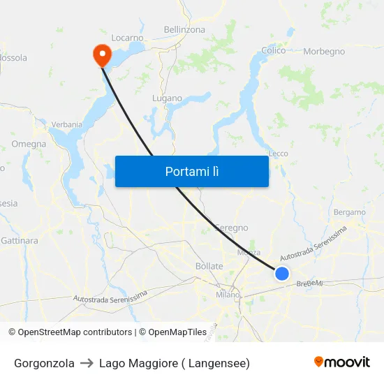 Gorgonzola to Lago Maggiore ( Langensee) map