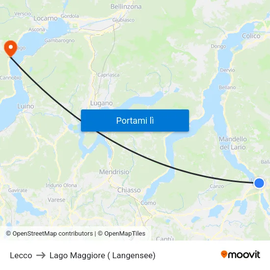 Lecco to Lago Maggiore ( Langensee) map