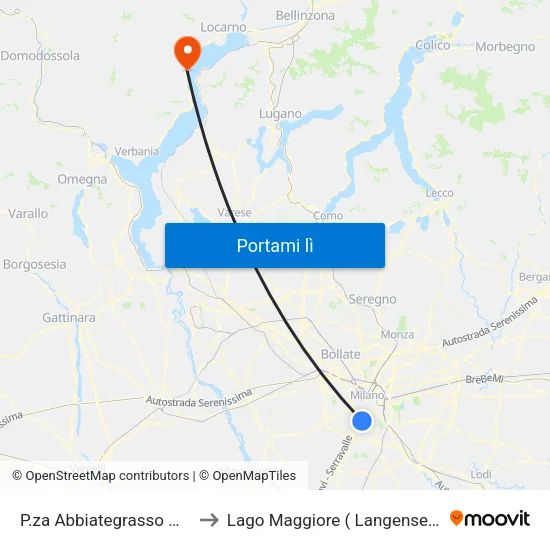 P.za Abbiategrasso M2 to Lago Maggiore ( Langensee) map