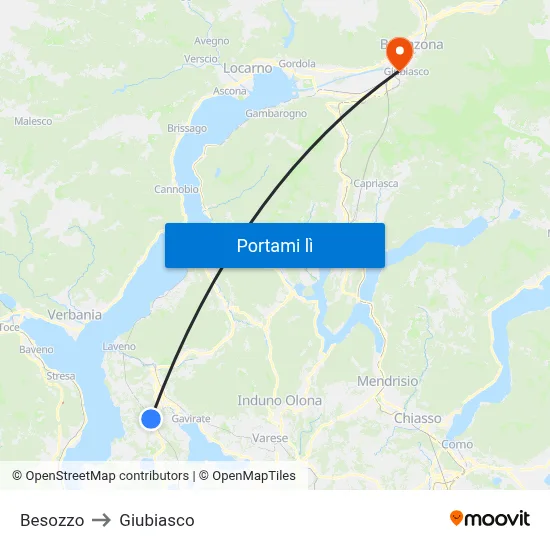 Besozzo to Giubiasco map