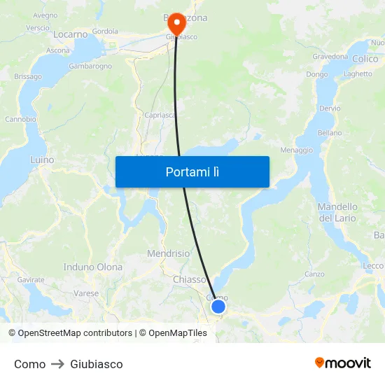 Como to Giubiasco map