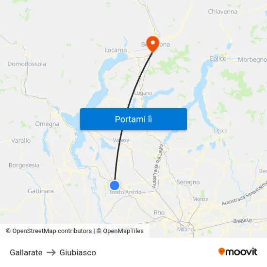 Gallarate to Giubiasco map