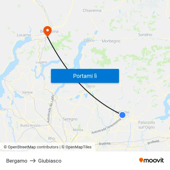 Bergamo to Giubiasco map
