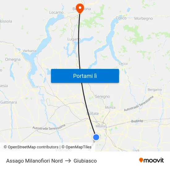 Assago Milanofiori Nord to Giubiasco map