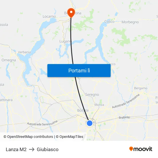 Lanza M2 to Giubiasco map