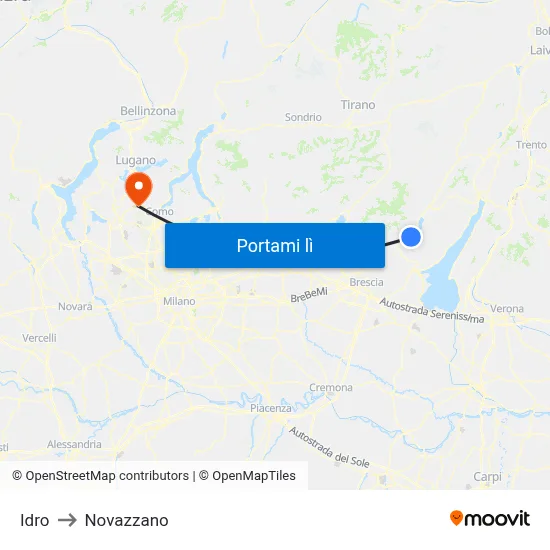 Idro to Novazzano map