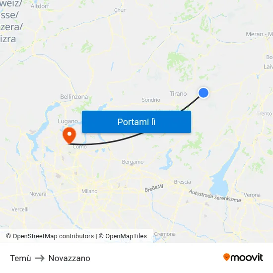 Temù to Novazzano map