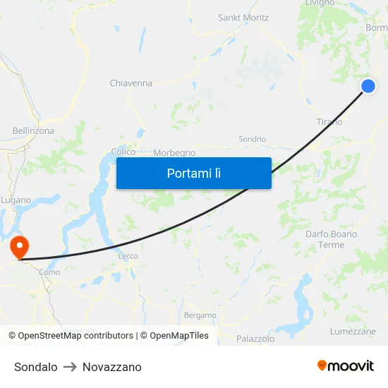 Sondalo to Novazzano map