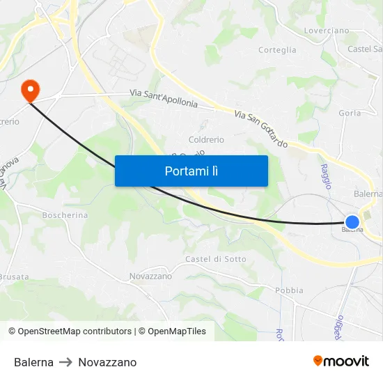 Balerna to Novazzano map