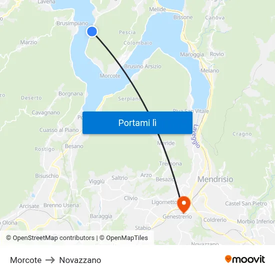 Morcote to Novazzano map