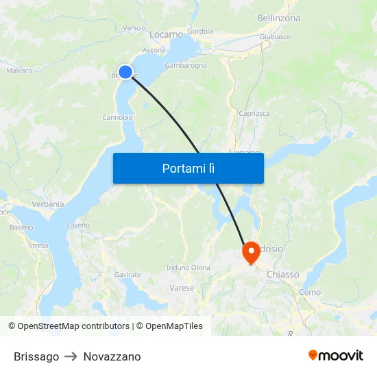 Brissago to Novazzano map