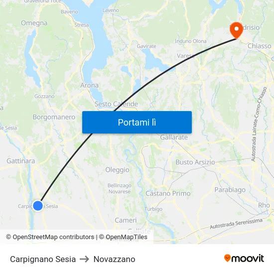Carpignano Sesia to Novazzano map