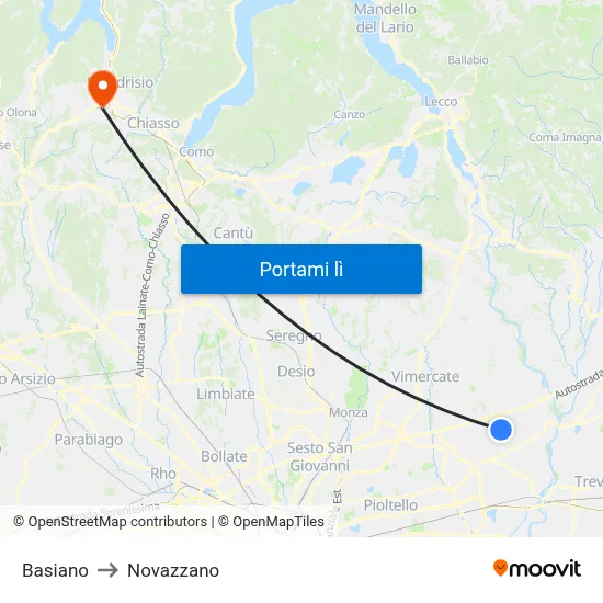 Basiano to Novazzano map