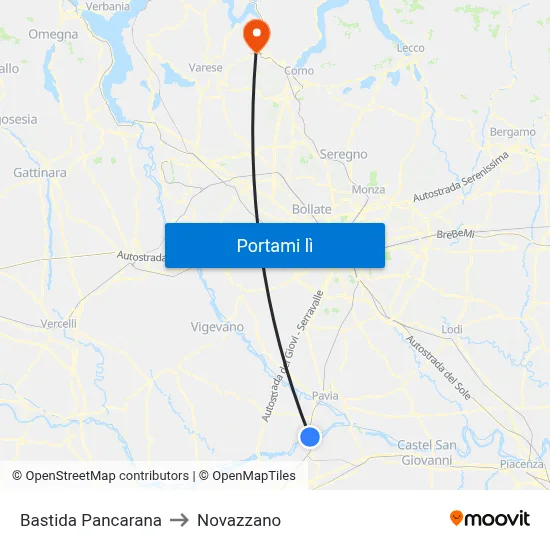 Bastida Pancarana to Novazzano map