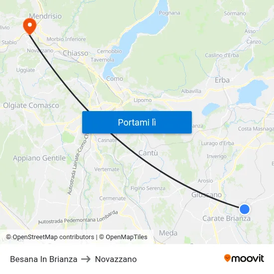 Besana In Brianza to Novazzano map