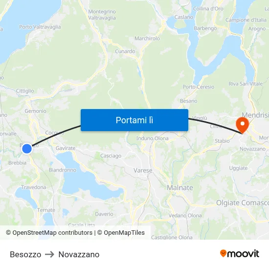 Besozzo to Novazzano map