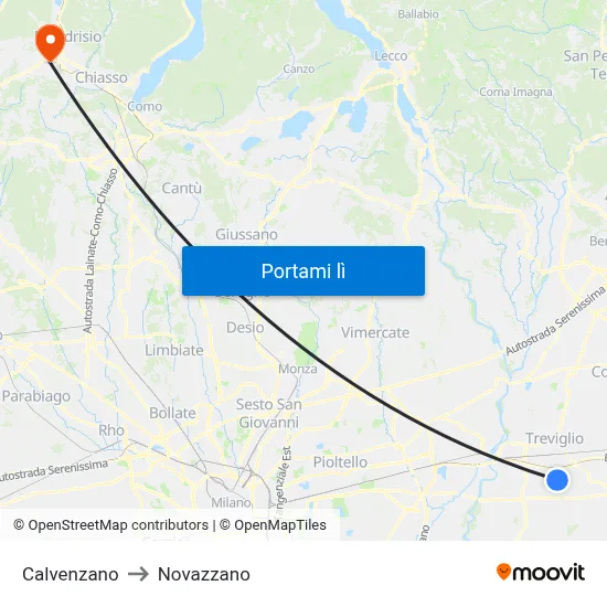 Calvenzano to Novazzano map