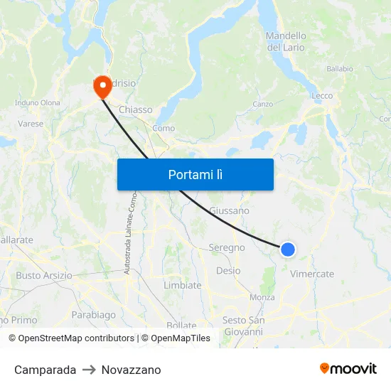 Camparada to Novazzano map