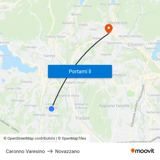 Caronno Varesino to Novazzano map