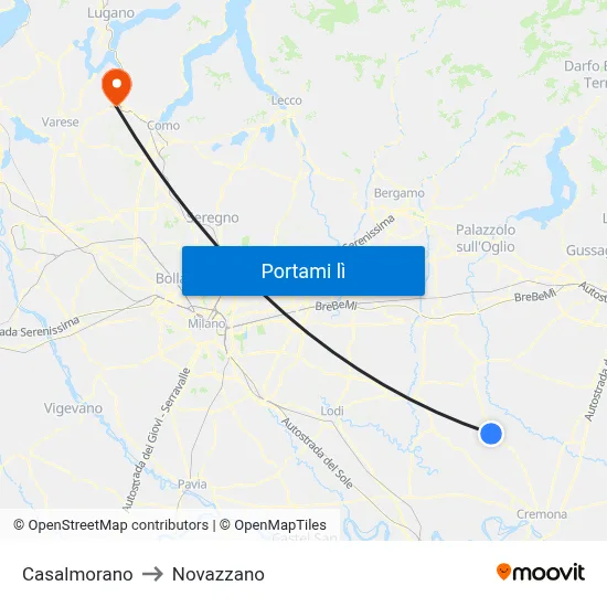 Casalmorano to Novazzano map