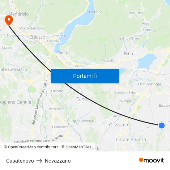 Casatenovo to Novazzano map