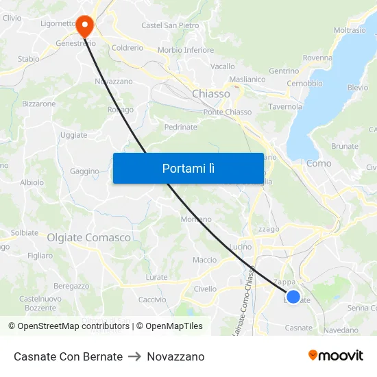 Casnate Con Bernate to Novazzano map