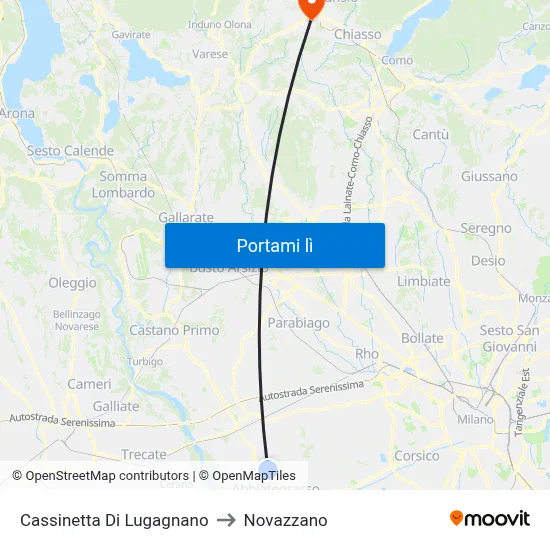 Cassinetta Di Lugagnano to Novazzano map