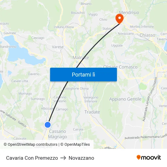 Cavaria Con Premezzo to Novazzano map