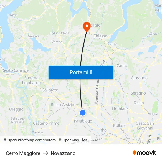 Cerro Maggiore to Novazzano map