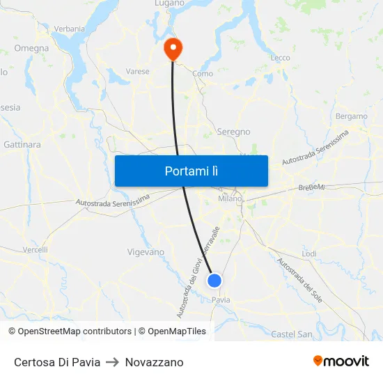 Certosa Di Pavia to Novazzano map