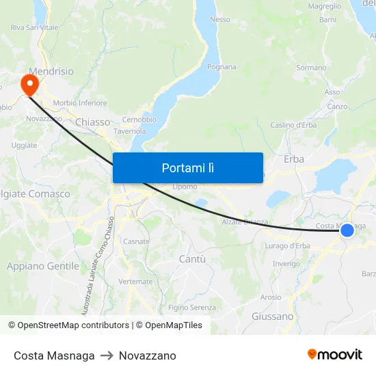 Costa Masnaga to Novazzano map