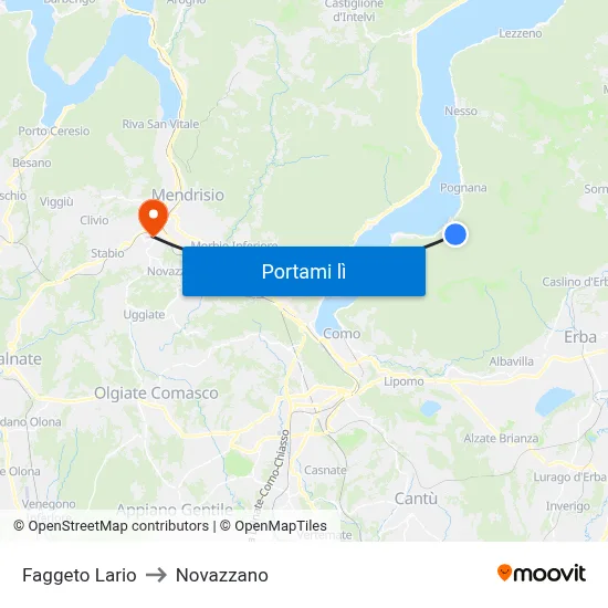 Faggeto Lario to Novazzano map